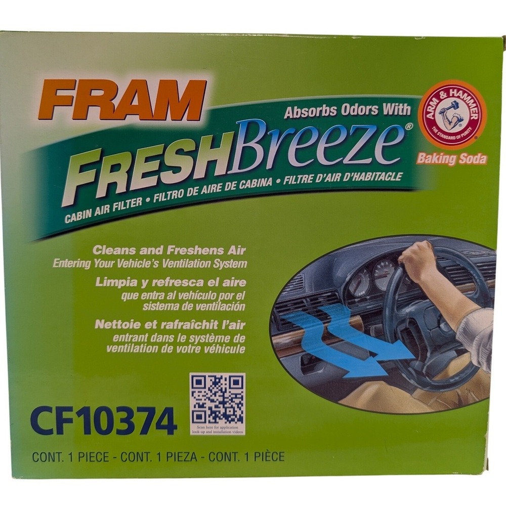 FRAM Fresh Breeze Cabin Air Filter CF10374 Arm &‎ Hammer Baking Soda Odor Shield